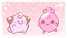 Cleffa and igglybuff, pink background.
