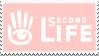 Second life logo on a pink background.
