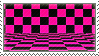 Black and magenta checkerboard stamp.