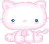 Big pastel pink kitty sitting.