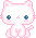 Pastel pink kitty sitting facing foreward.