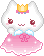 Chibi white cat in a princess dress.
