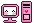 A pink computer and lcd monitor with a face.