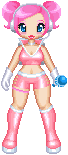 Ulala, large doll, pink crop top and shorts.