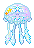 A blue sparkly jellyfish.