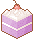 A cube of purple cake with white whipped cream.