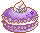 A purple macaron with whipped cream.