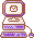 A purple pc and monitor with a mail icon.