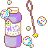 Bubble soap with wand and bubbles.