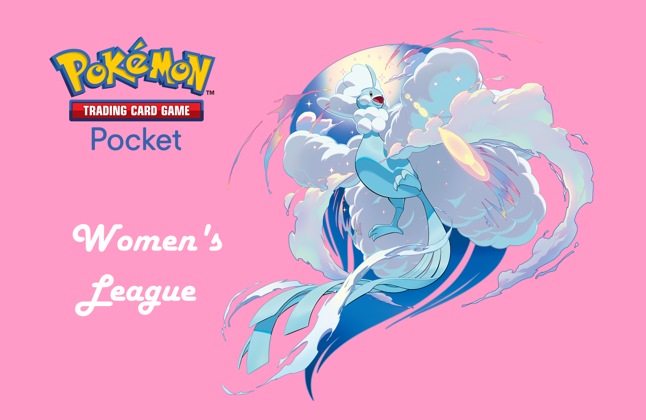Banner with text 'Pokemon Champions Women's League' with picture of Mega Altaria and the Pokémon TCG Pocket logo