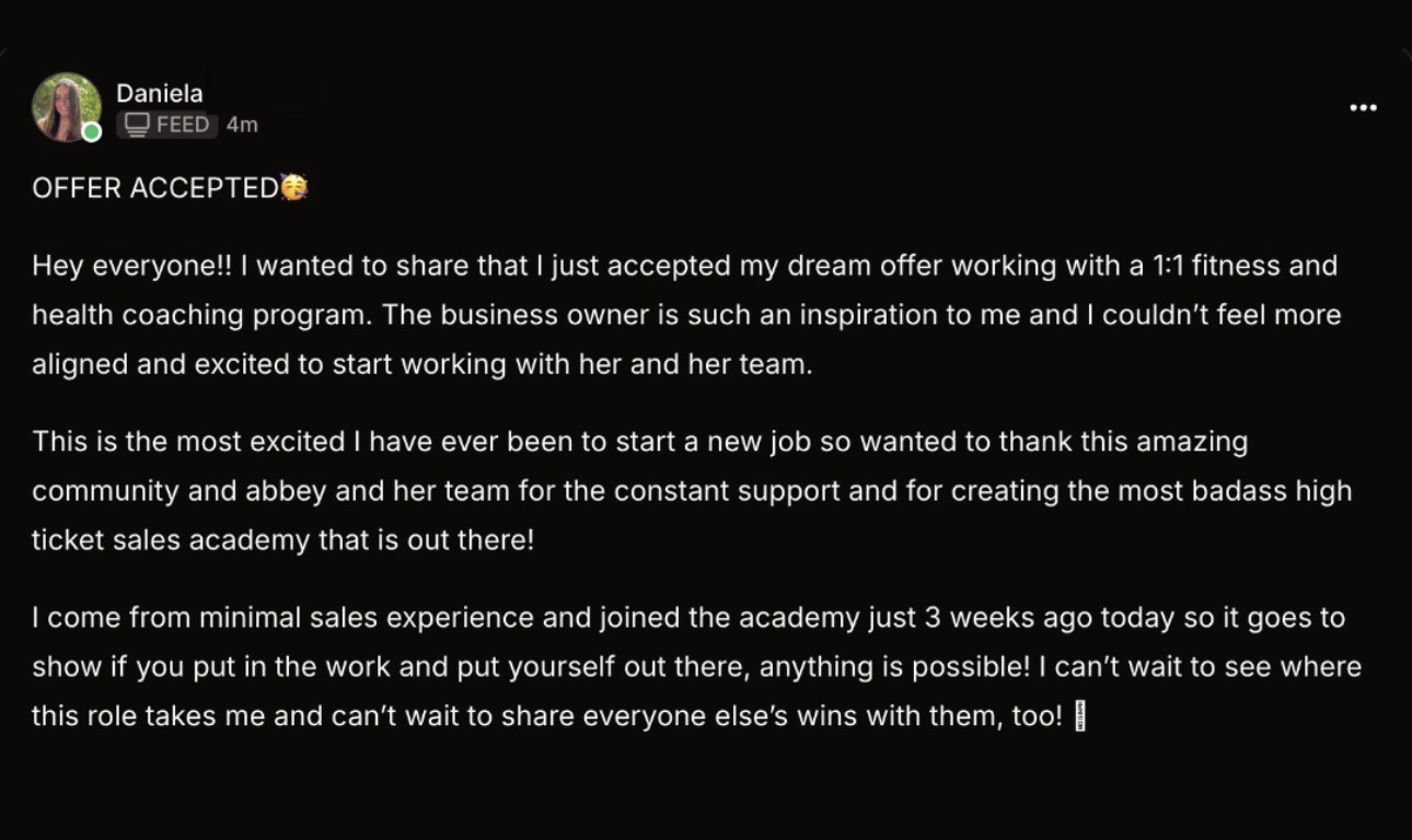 Daniela landed a job in 3 weeks with no prior experience