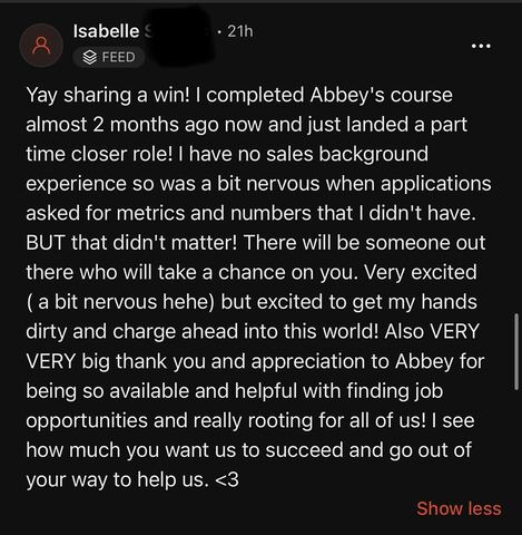 Isabelle landed part time job