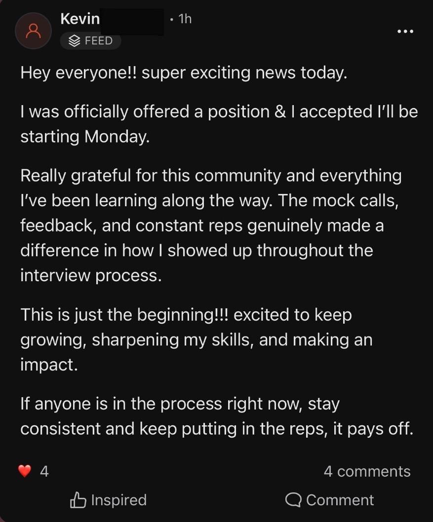 Kevin landed a remote sales job