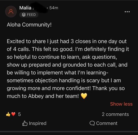 Malia 75% closing