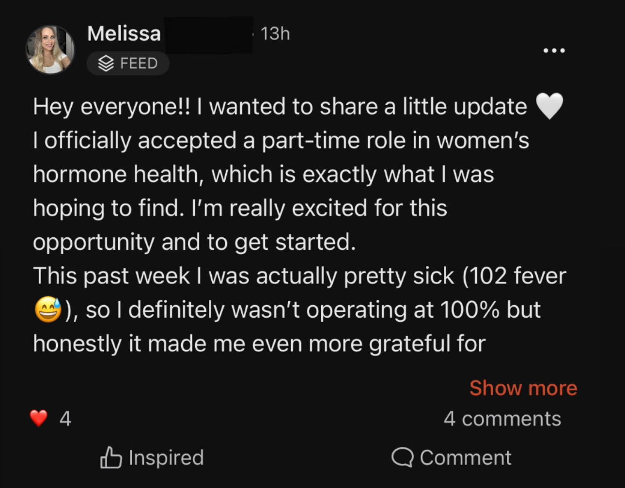 Melissa balancing corporate and HTS