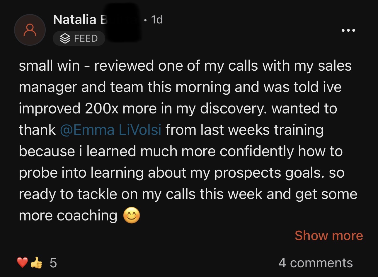 Natalia 200x better in one week
