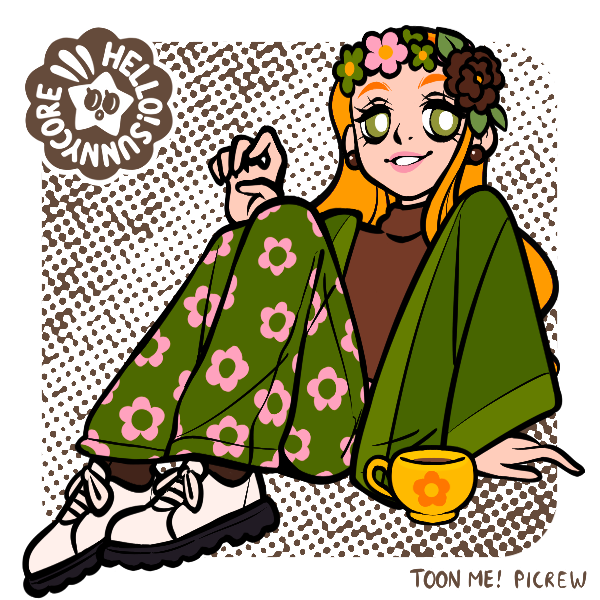 hippie woman with long hair and flower crown