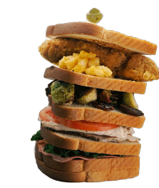 Huge cartoony sandwich rotating