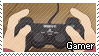 Anime hands using a game controller with the text 'gamer' at the bottom middle