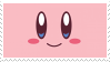 A completely pink background with Kirby's face on top