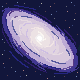 a pixel drawing of a light purple galaxy
