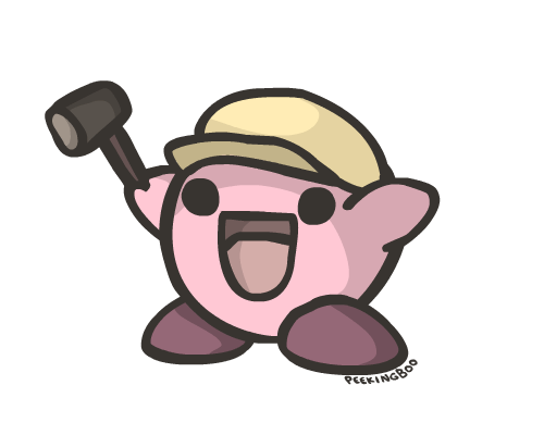 kirby with a hammer gif