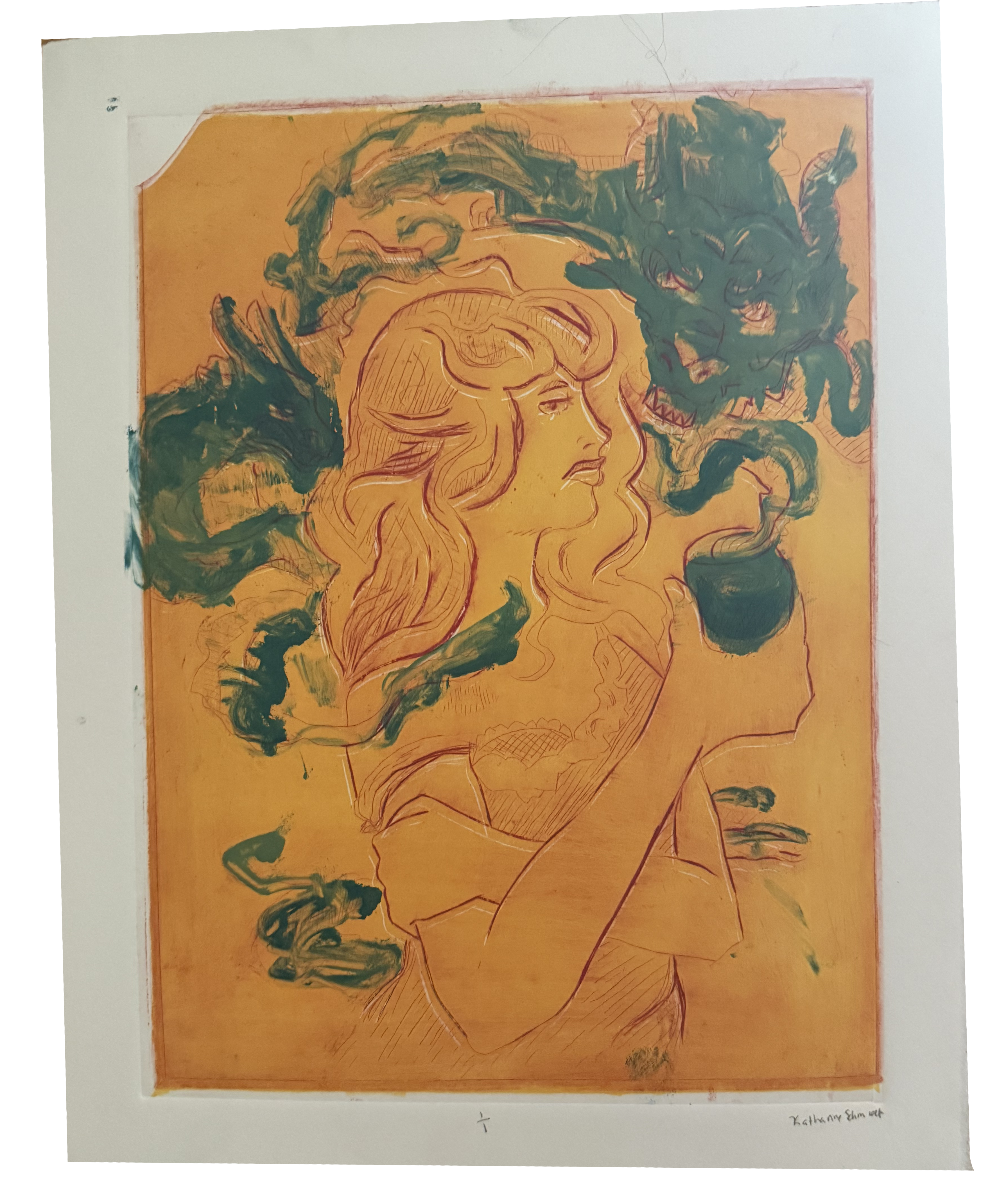 Woman with Cup of Tea and Dragon