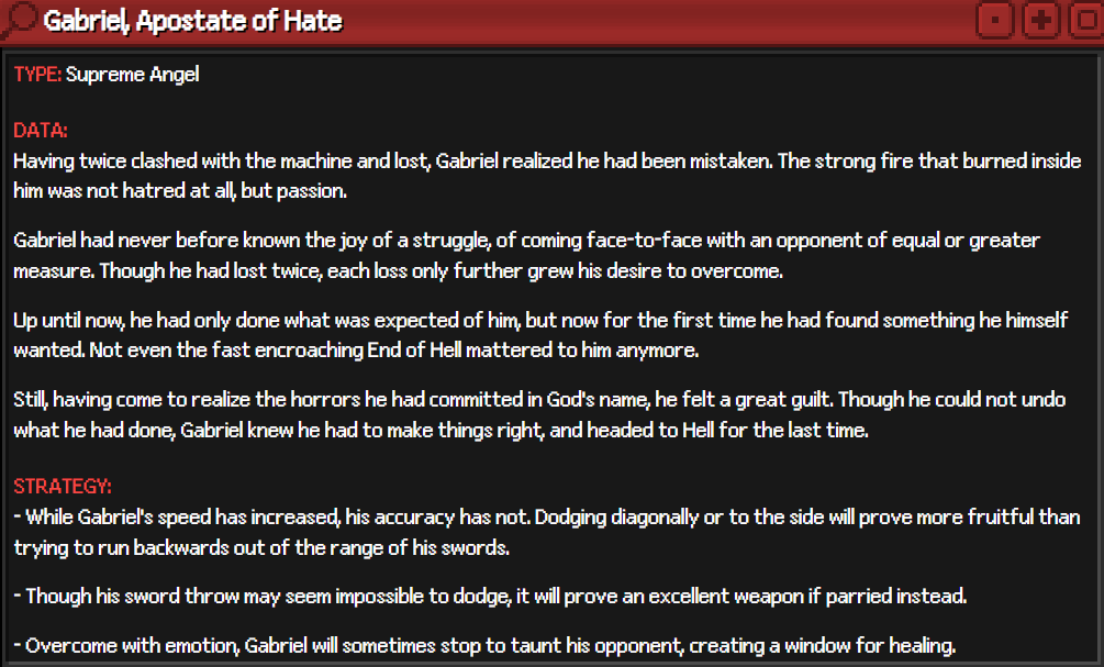 The Gabriel Apostate of Hate Terminal Entry.