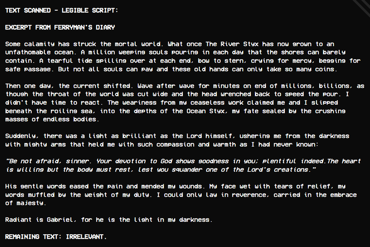 The Ferryman Journal Entry.