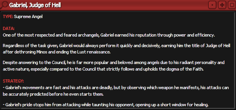 The Gabriel Judge of Hell Terminal Entry.