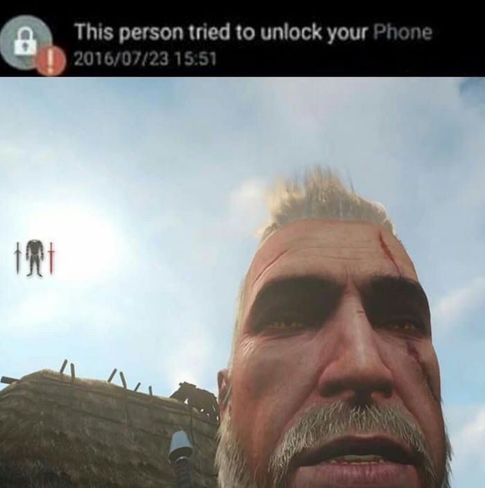 [Geralt unlocking fone]
