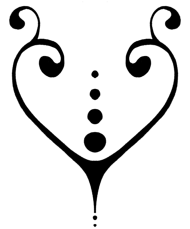A symmatrical heart graphic pointing down.
