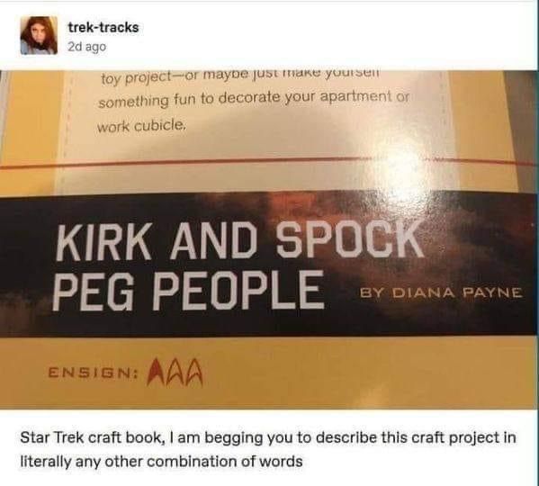 star trek craft book that says KIRK AND SPOCK PEG PEOPLE