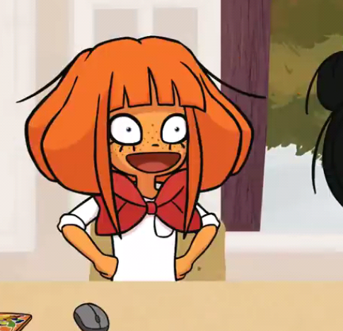 a joyous orange-haired girl