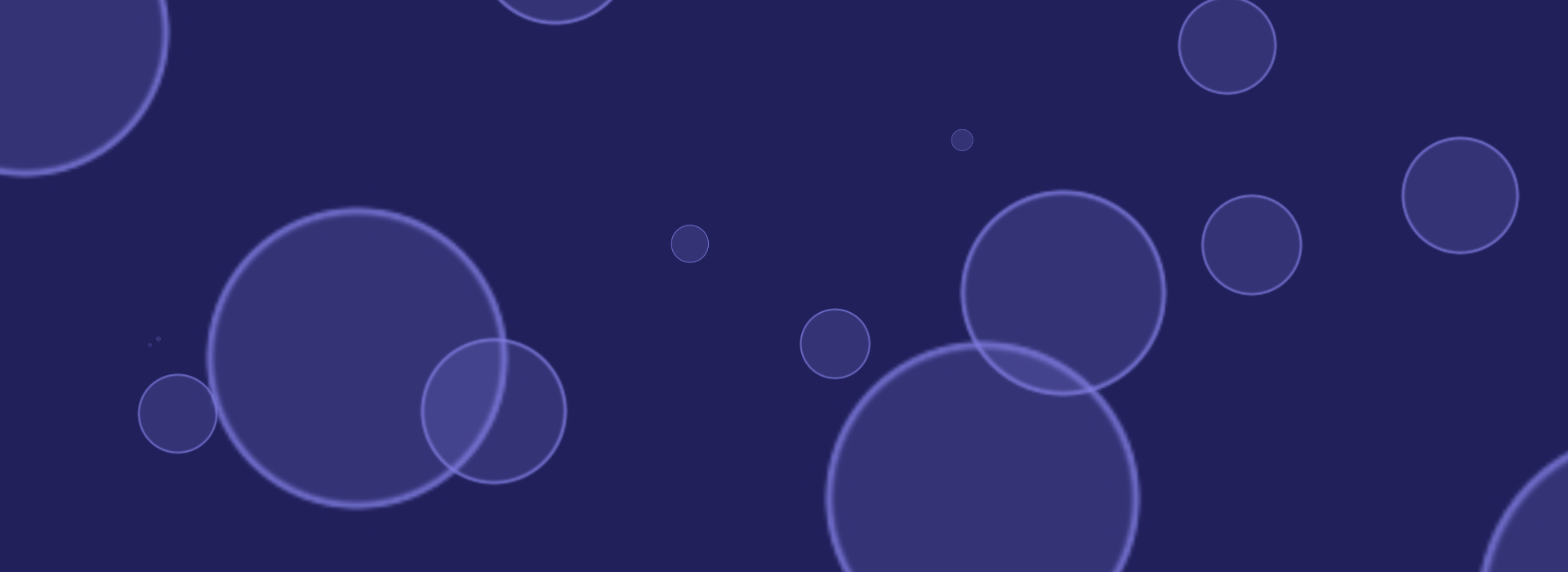 a dark blue header with lighter blue bubbles on it