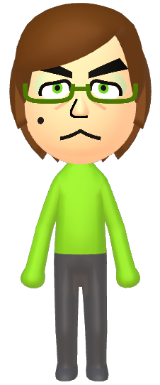 a mii in a green shirt