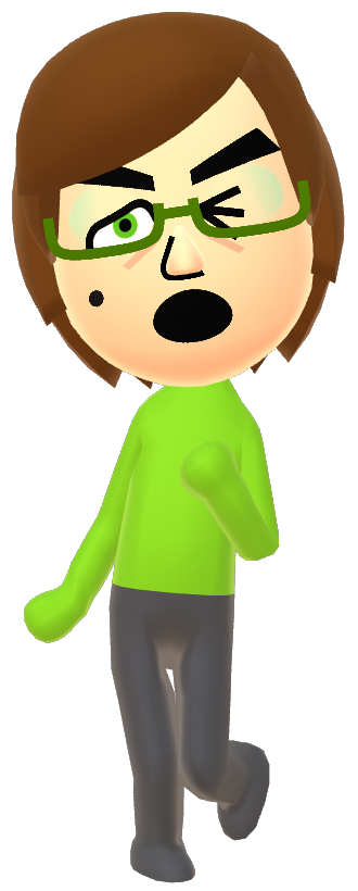 mii in a green shirt winking