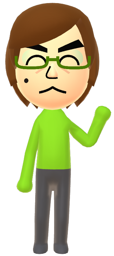 mii in a green shirt waving hello
