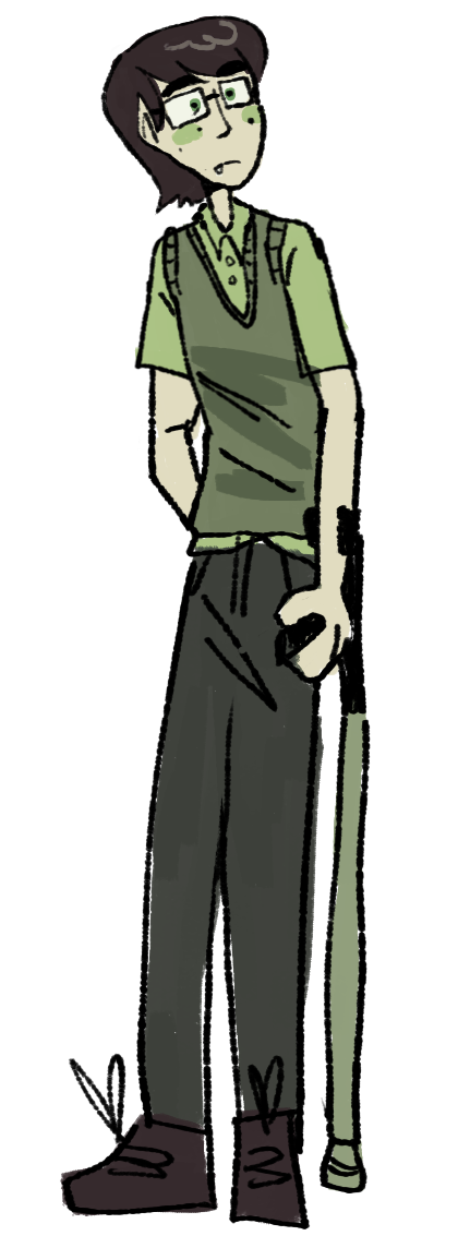 a guy with a green shirt standing