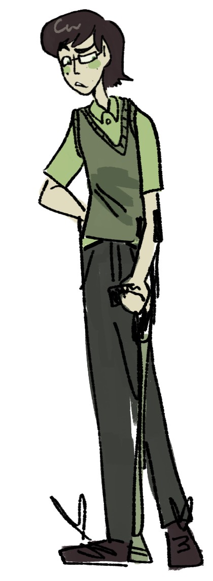 a guy with a green shirt standing