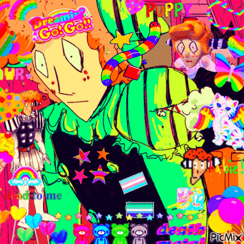 a very bright and colorful gif of sebastian from ranfren