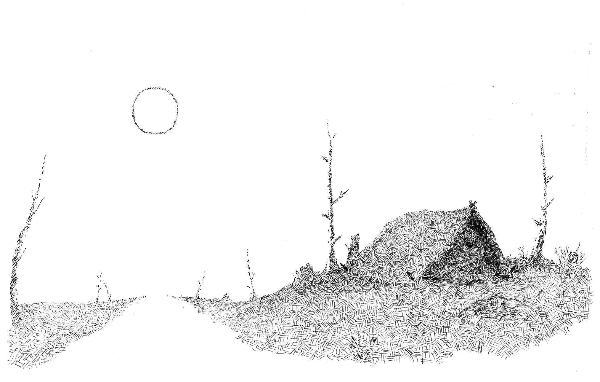'Respite'<br><br>Practicing my hatching, I like how it makes me slow down.<br><br>Pen.