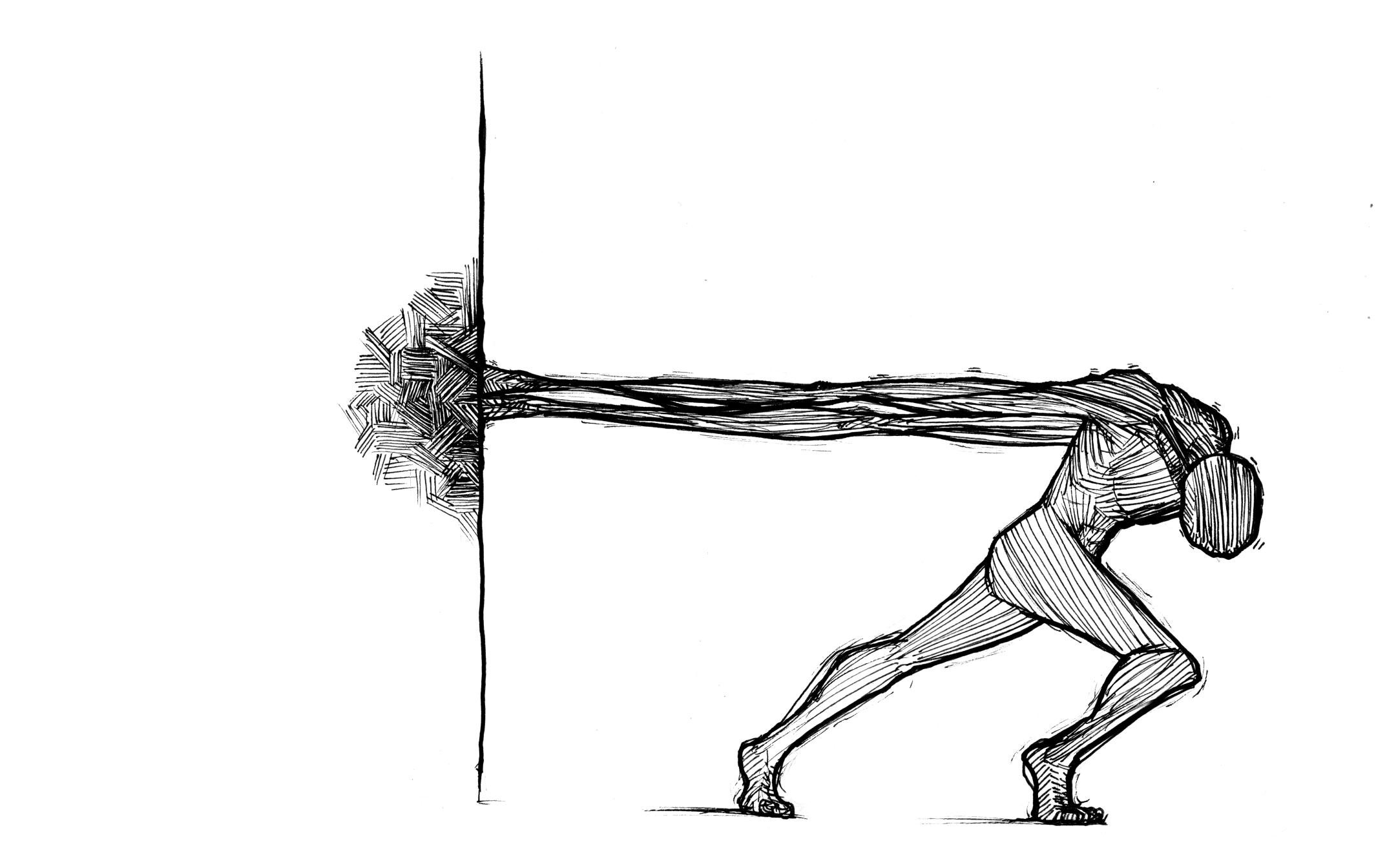 'Stretched'<br><br>Near to breaking.<br><br>Pen.