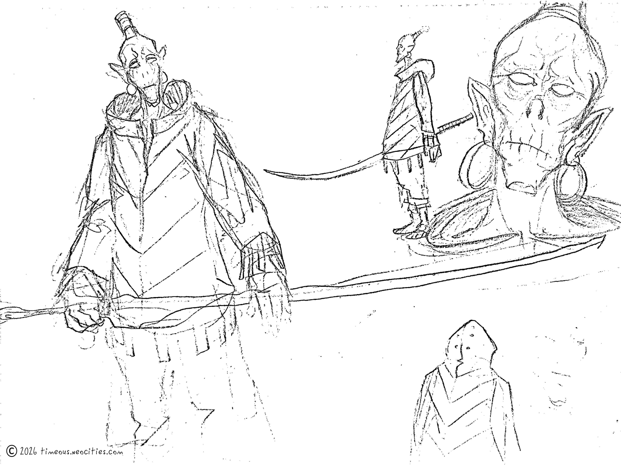 'Etchi, Future 2'<br>Hundreds of years after escaping he wanders the galaxy, searching for a way to come back home and finally liberate his people from a living hell. Pencil.
