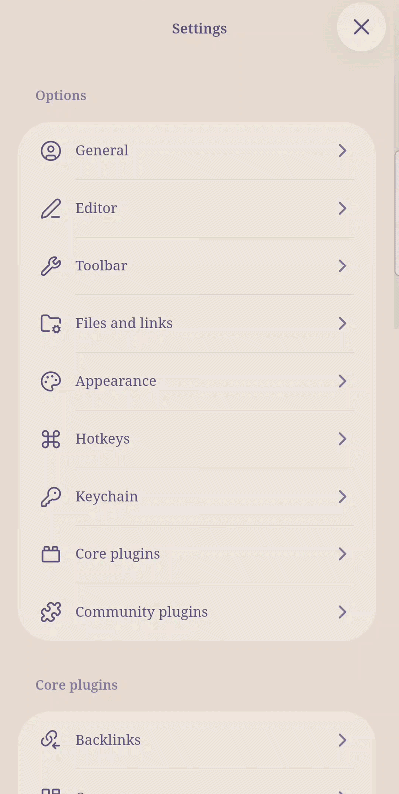 A gif showing how to access the Community Plugins menu in Obsidian using the AnuPpuccin theme. A gif showing how to access the Community Plugins menu in Obsidian using the AnuPpuccin theme.