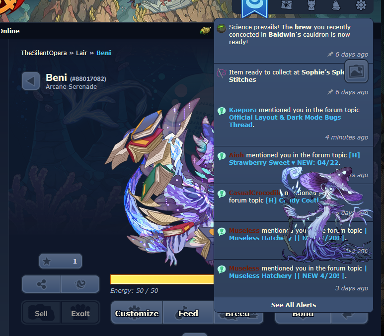 Official Layout & Dark Mode Bugs Thread | Bug Report Forums | Flight Rising