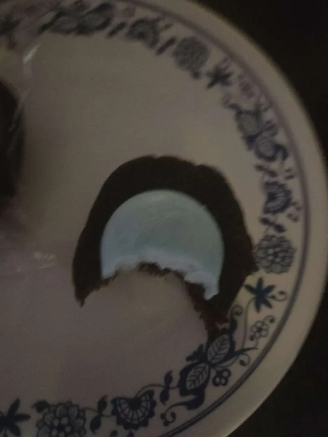 A single mini cupcake with a bite taken out of it.