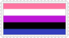 a rectangular genderfluid flag with the colors pink, white, magenta, black, and blue in that specific order. this stamp has a white lacey border