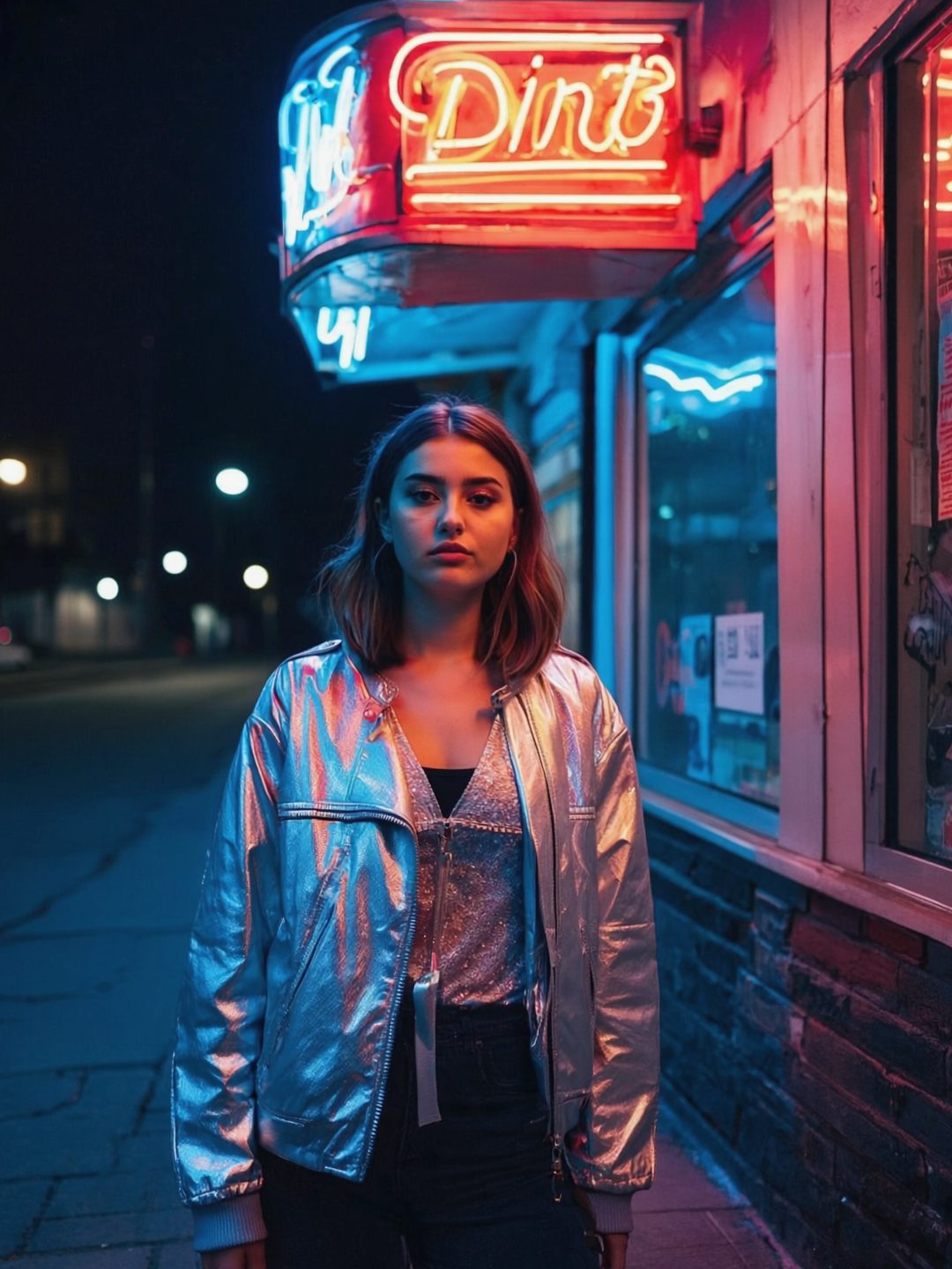 Neon Nights Metallic Jacket Portrait