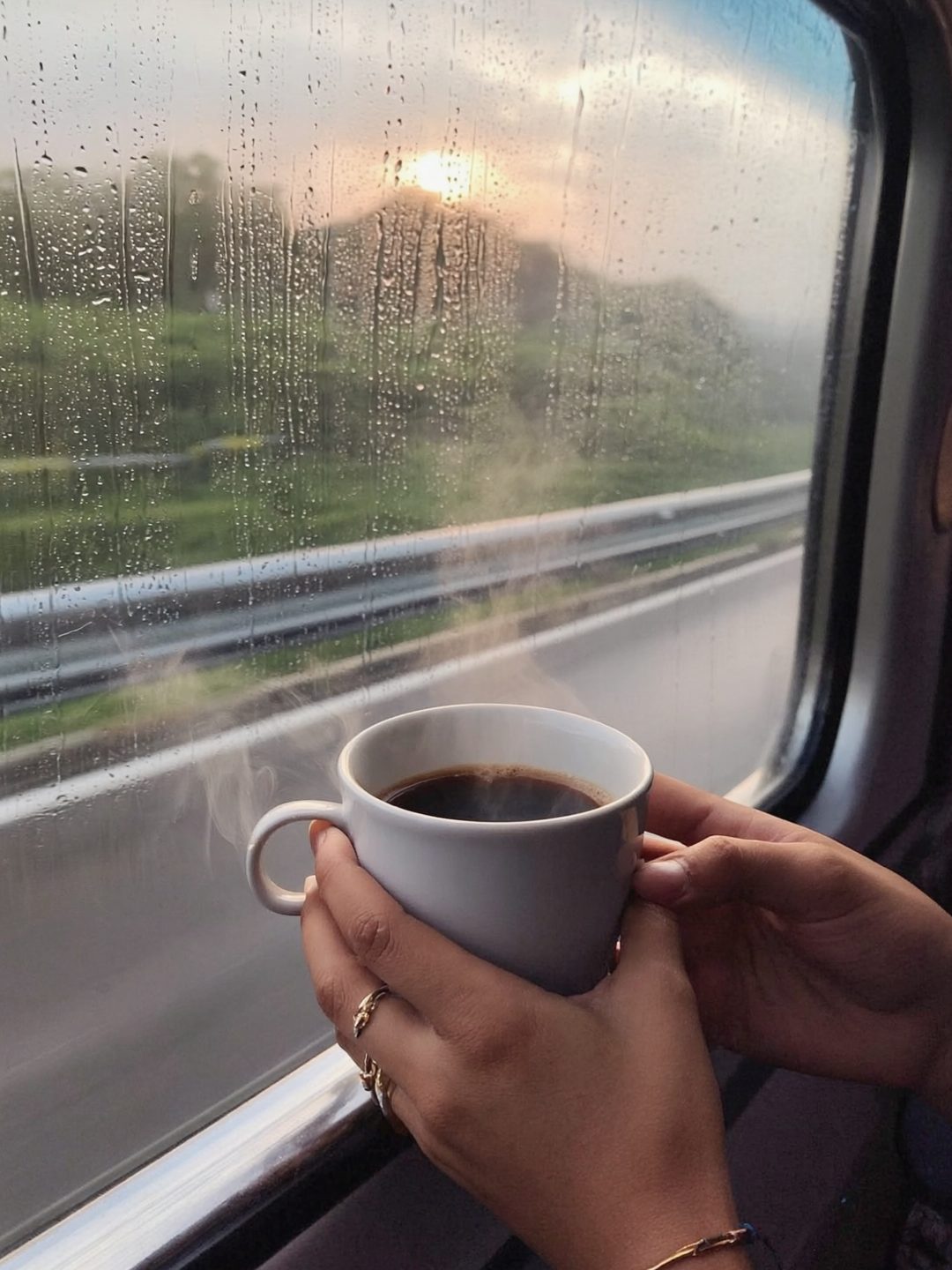 Warm Coffee By Rain Window